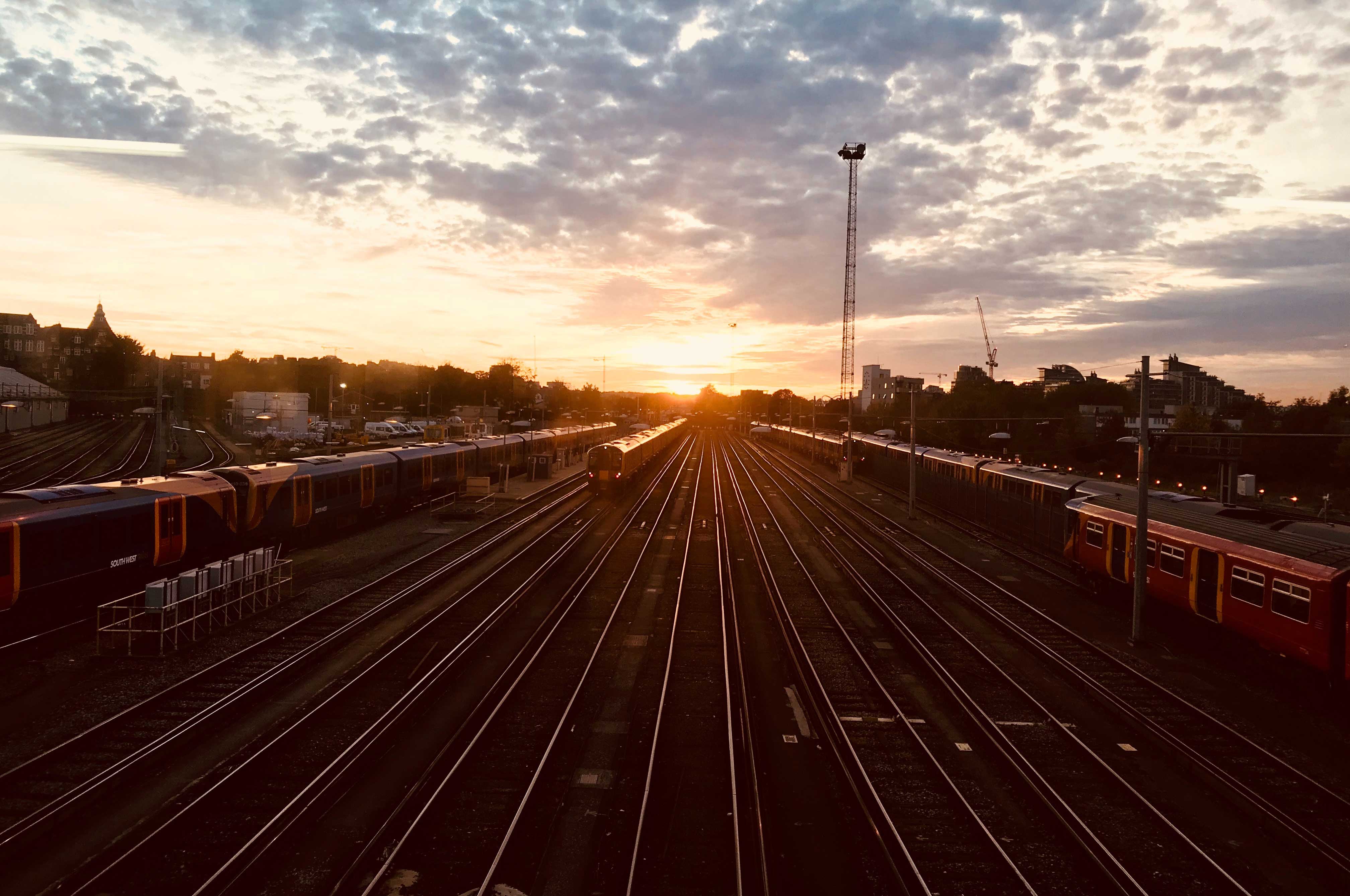 railway track at sunset